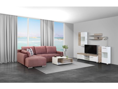 ТВ КОМОДА БАРСЕЛОНА БЕЛА/СИВ ДАБ