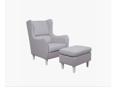 ФОТЕЛЈА СО ТАБУРЕТКА ГРАЦИА СВЕТЛО СИВА