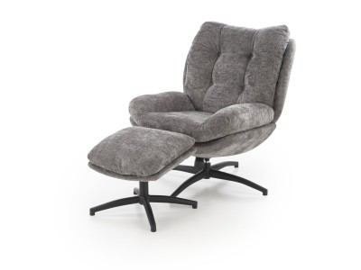 ФОТЕЛЈА ПЕСТО СО ТАБУРЕТКА СИВА