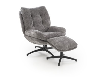 ФОТЕЛЈА ПЕСТО СО ТАБУРЕТКА СИВА