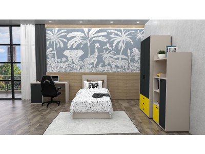 ДЕТСКА СОБА ПИЛОТ АНТРАЦИТ-ЖОЛТА ДЕТСКА СОБА ПИЛОТ АНТРАЦИТ-ЖОЛТА