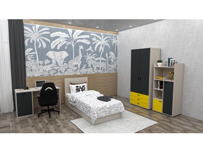 ДЕТСКА СОБА ПИЛОТ АНТРАЦИТ-ЖОЛТА ДЕТСКА СОБА ПИЛОТ АНТРАЦИТ-ЖОЛТА