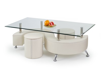 КЛУБ НИНА СО ТАБУРЕТКИ БЕЛА