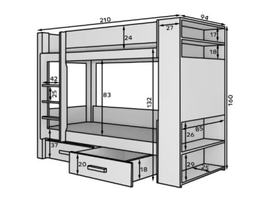 ДЕТСКИ КРЕВЕТ НА СПРАТ ГАРЕТ СО ДУШЕК СИВА