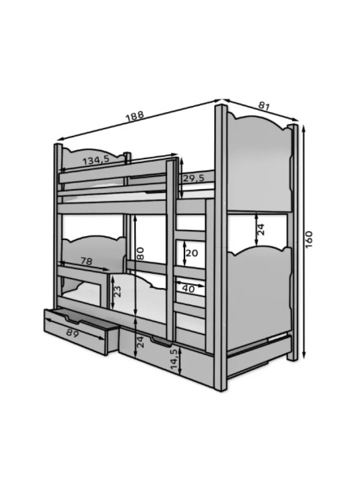 ДЕТСКИ КРЕВЕТ НА СПРАТ МАРАБА СО ДУШЕК БЕЛА