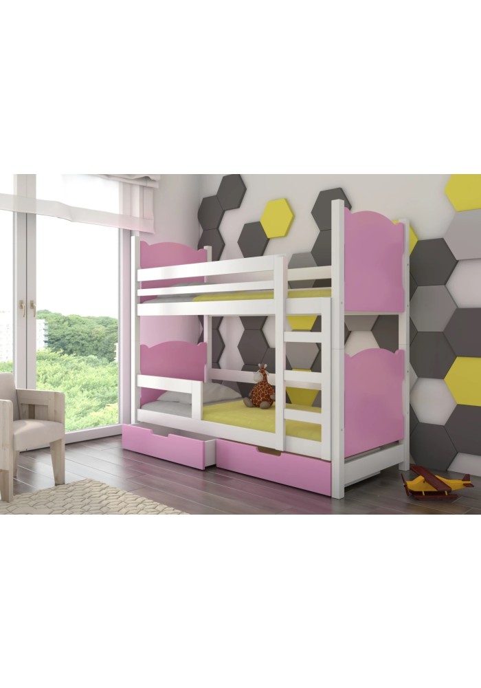 ДЕТСКИ КРЕВЕТ НА СПРАТ МАРАБА СО ДУШЕК РОЗЕВА