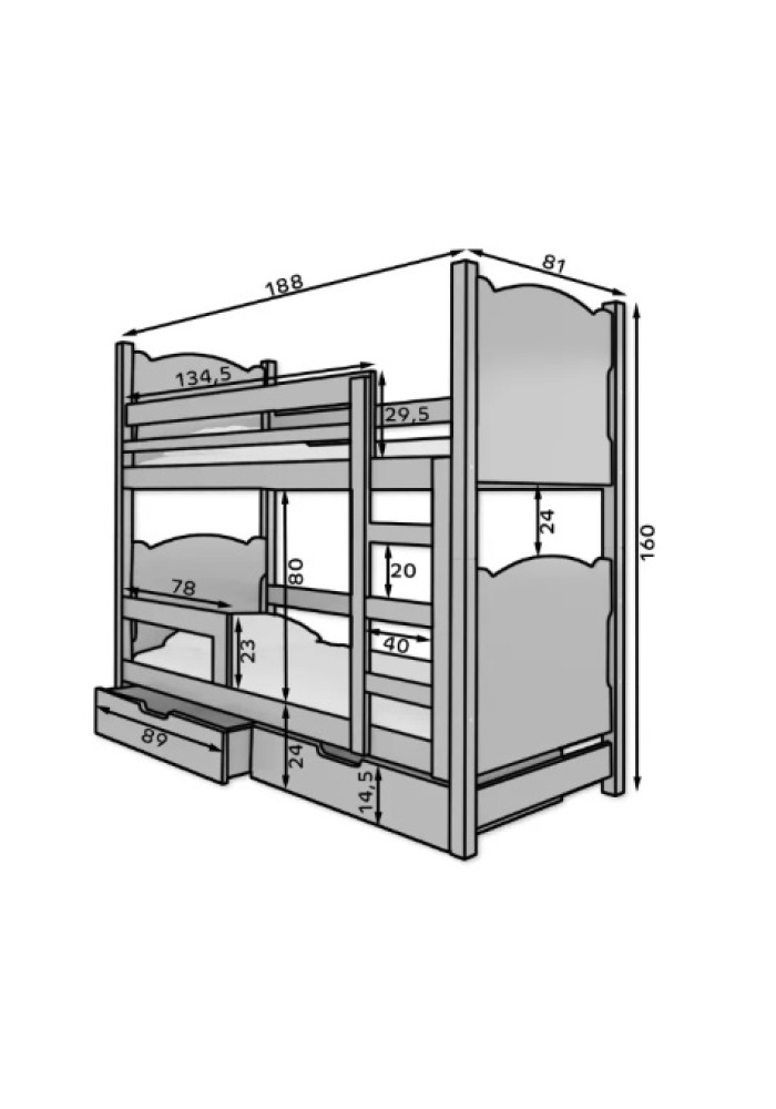 ДЕТСКИ КРЕВЕТ НА СПРАТ МАРАБА СО ДУШЕК СИВА