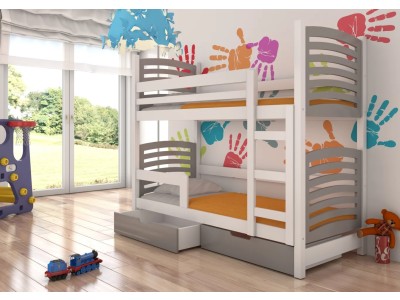 ДЕТСКИ КРЕВЕТ НА СПРАТ ОСУНА СО ДУШЕК БЕЛА-СИВА