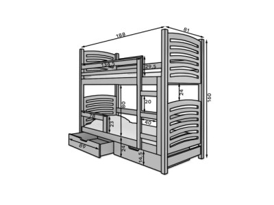 ДЕТСКИ КРЕВЕТ НА СПРАТ ОСУНА СО ДУШЕК БЕЛА-СИВА