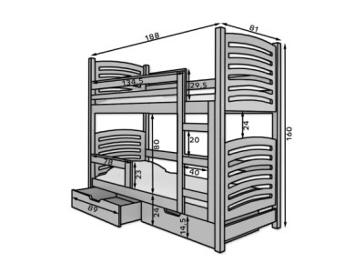ДЕТСКИ КРЕВЕТ НА СПРАТ ОСУНА СО ДУШЕК СИВА