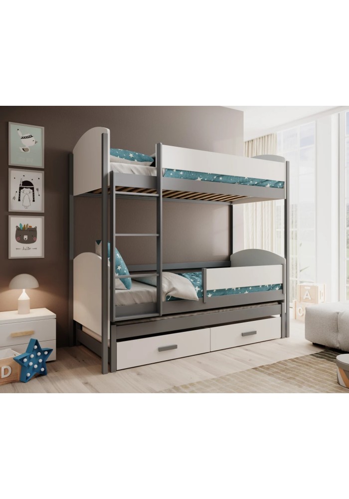 ДЕТСКИ КРЕВЕТ НА СПРАТ ЛЕИА СО ДУШЕК СИВА